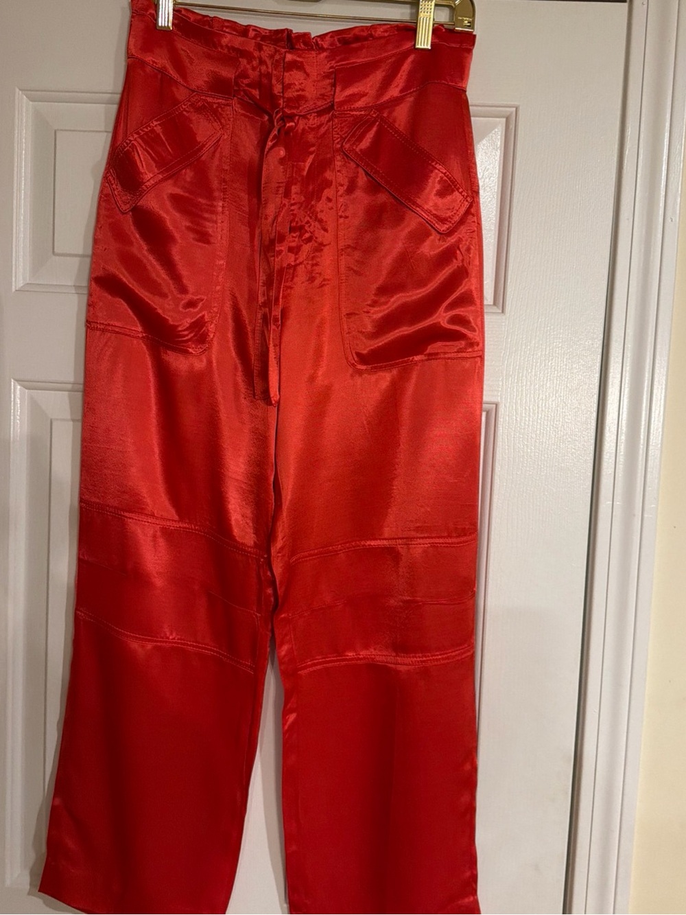 NWT J Crew orange satin cargo style pant size 4 great for a Halloween Party!!